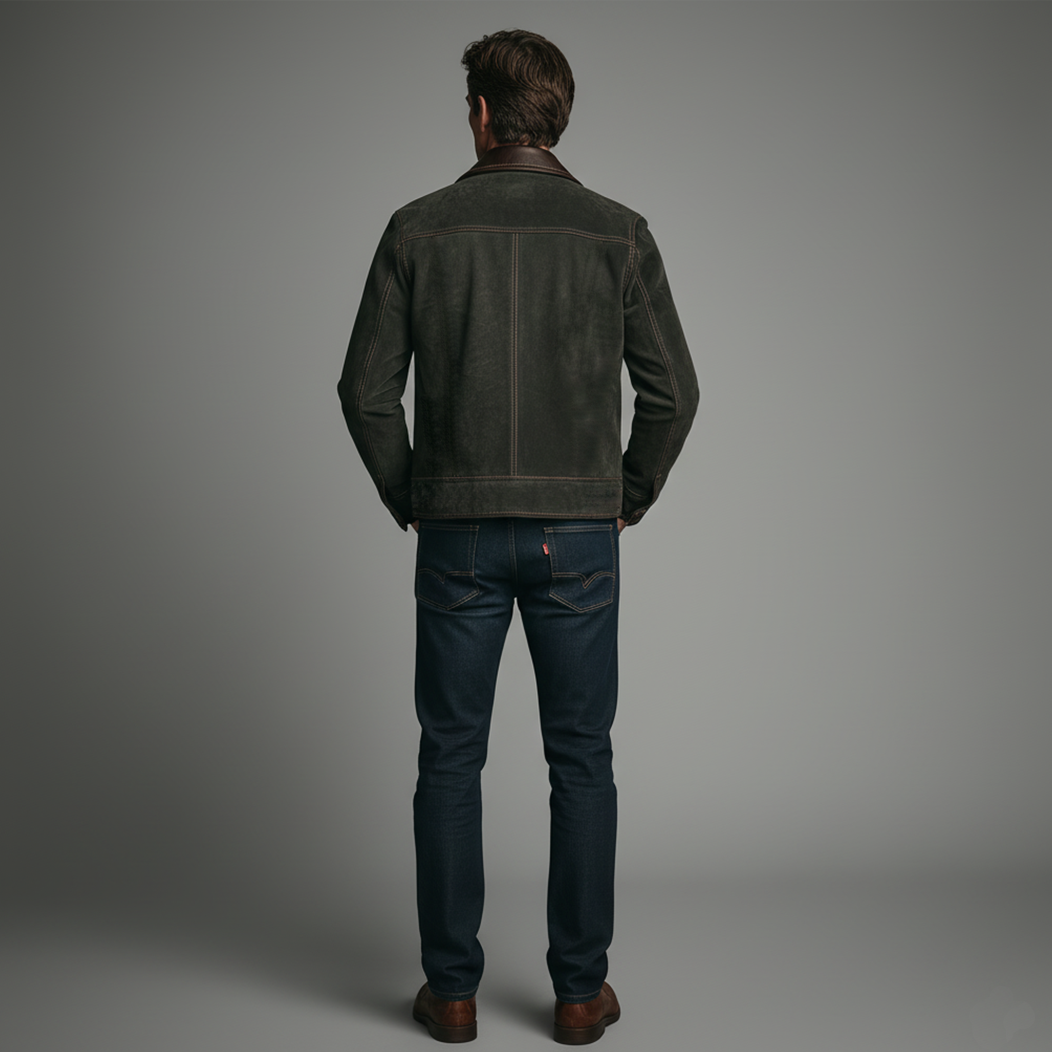 Men's Classic Casual PU Leather Lapel Zipper Faux Suede Slim Fit Jacket MTA1369J9K