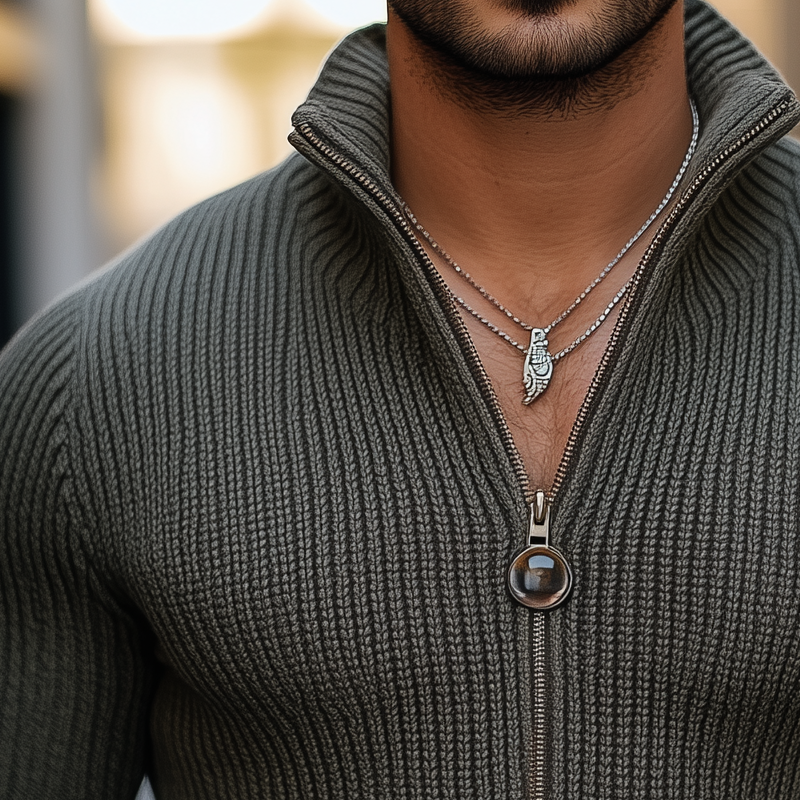 Men's Retro Slim Stand Collar Zipper Knit Cardigan MTA1481J8U