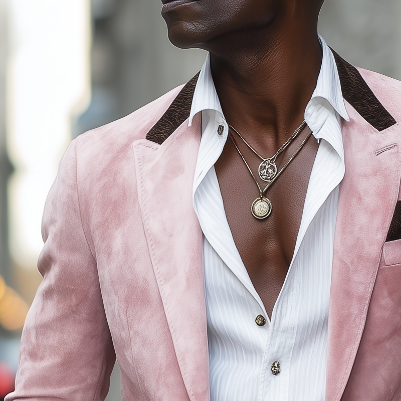 Men's Vintage Pink Suede Two-Button Blazer MTA2277H3U