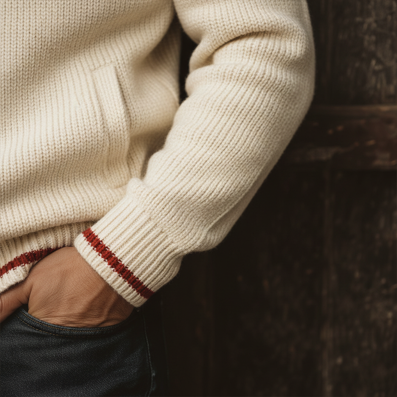 Men's Winter Fashion Cotton Yarn Knitted Simple Contrast Color Zipper Sweater Cardigan MTA1346J0P