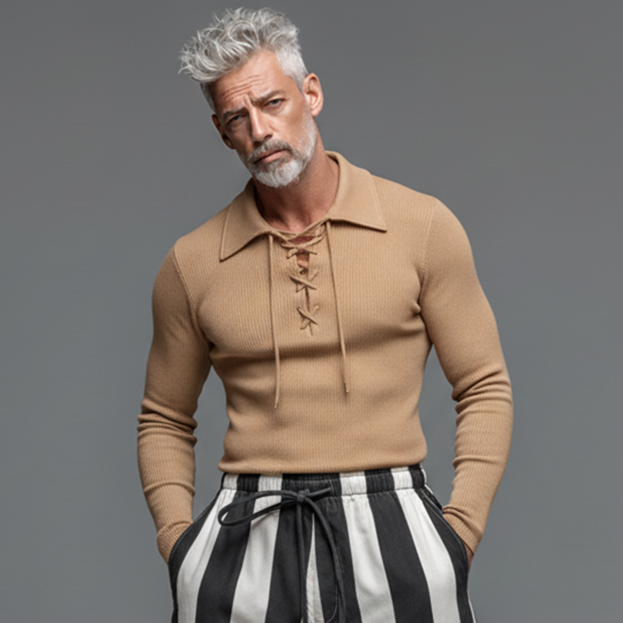 Men's Classic Casual Knitted Slim Fit Long-Sleeve Polo Collar Sweater MTA2910J3K