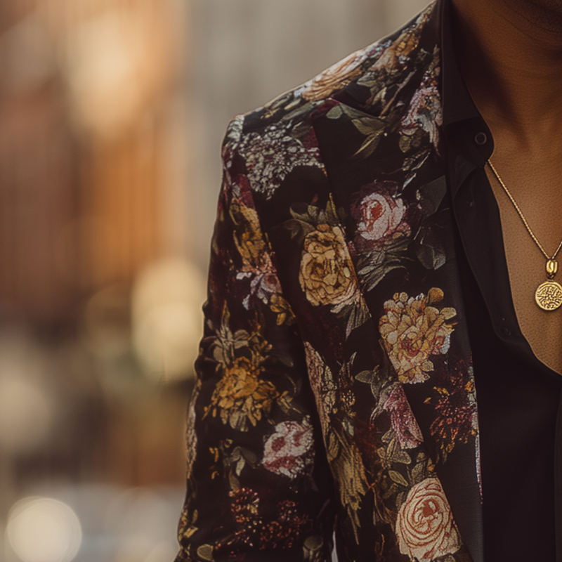 Men's Vintage Floral Print Cotton Blend Blazer MTA1503H7P