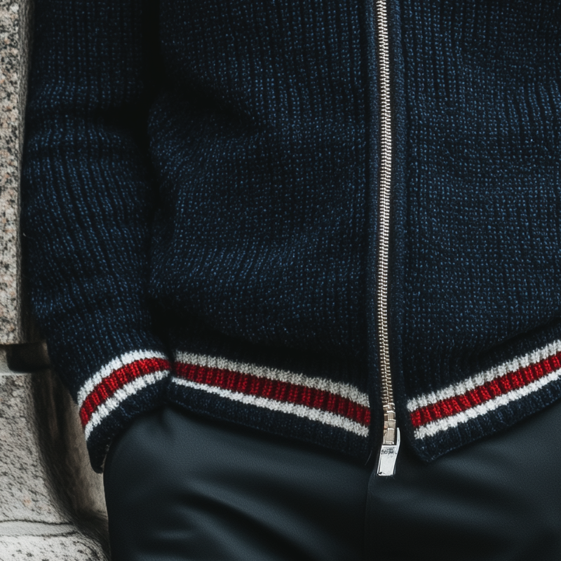 Men's Classic Stand-up Collar Zip-up Knitted Cardigan MTA2598I0U