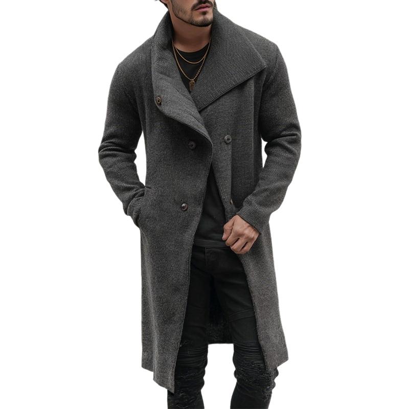 Men's Retro Casual Knit Double-Breasted Long Cardigan MTA3185J2TO