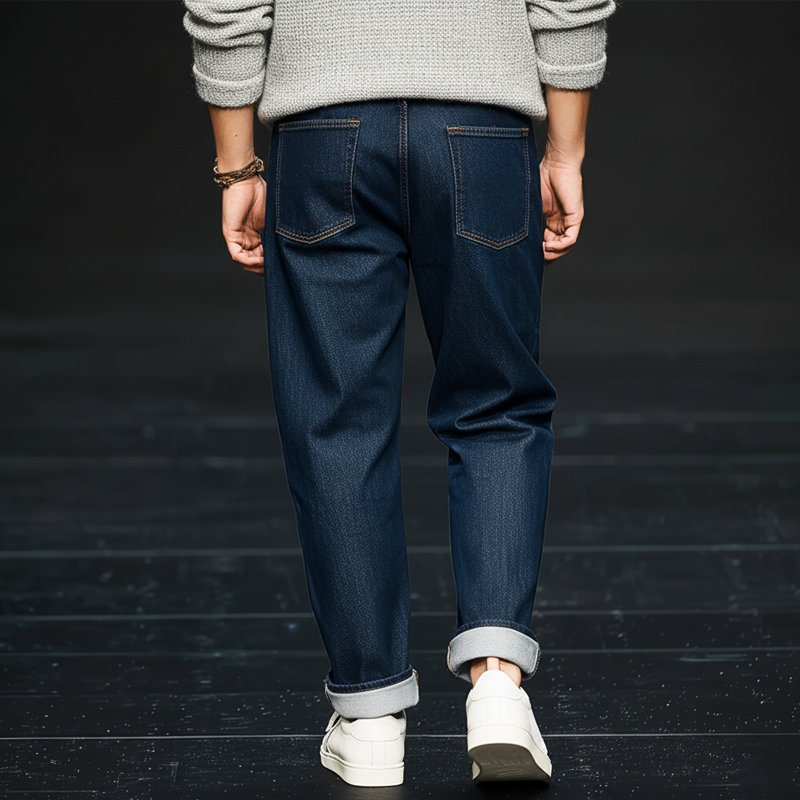 Men's Classic Simple Dark Blue Jeans MTA2495J8U