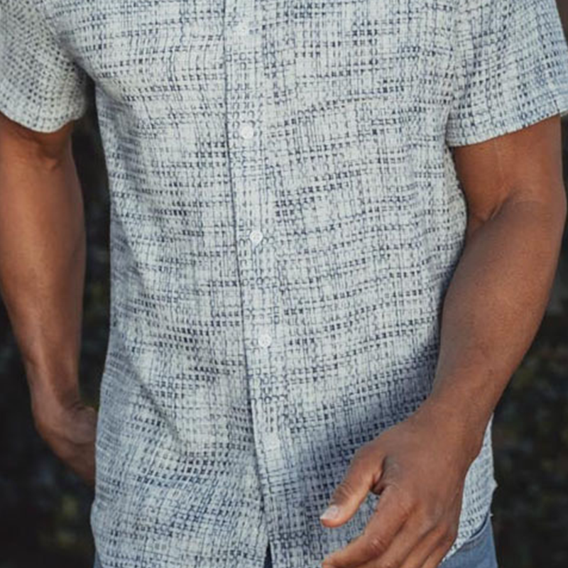 Men's Fashion Casual Cotton Blended Jacquard Fabric Slim Fit Short Sleeve Shirt MTA1593G8K