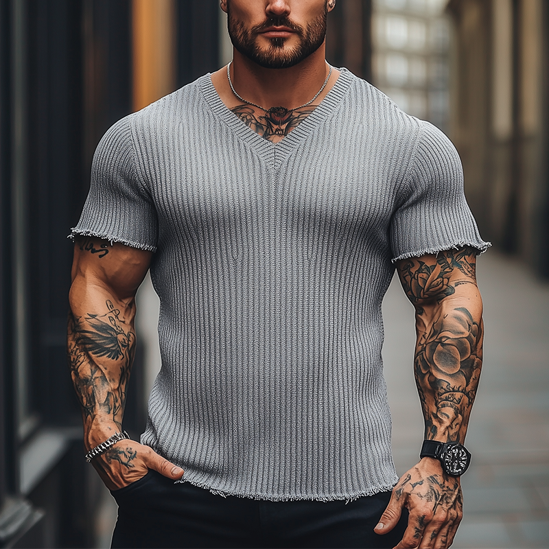 Men's Fashion Knitted Short Sleeve T-Shirt MTA2549G4P