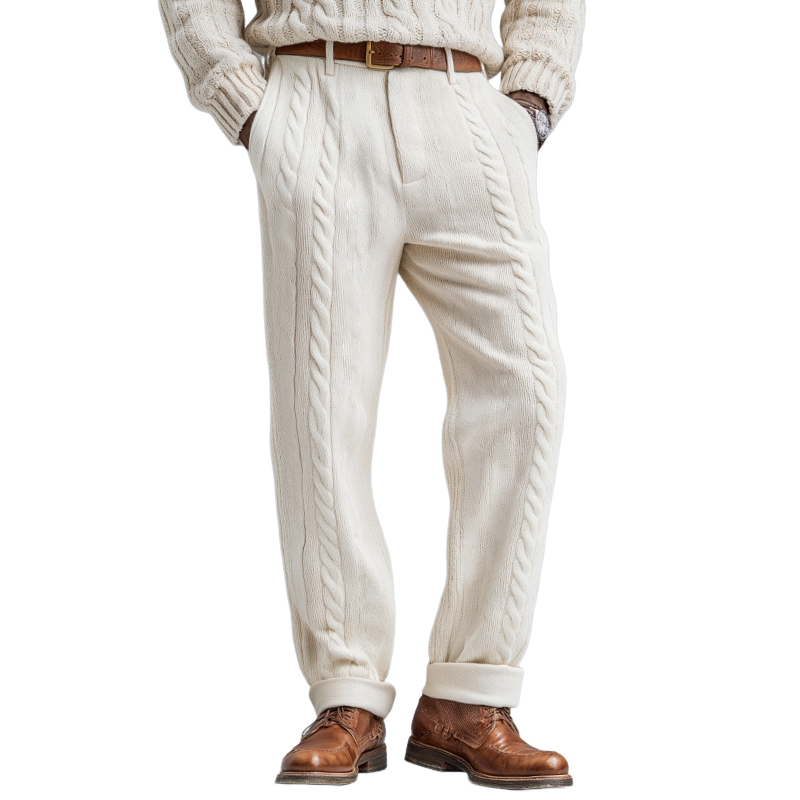 Men's Retro Casual Cable Knit Trousers MTA2474J6TO