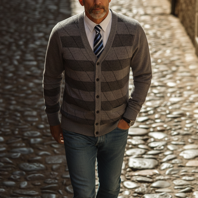 Men's Autumn Fashion Striped Knitted Thin Sweater Cardigan MTA1545I2P
