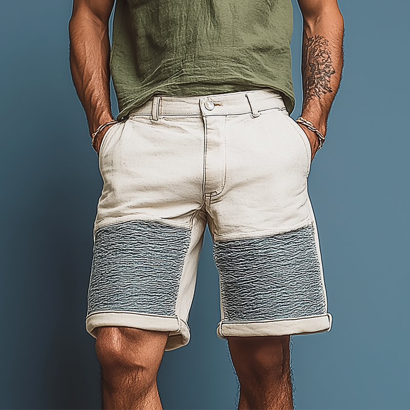 Men's Summer Fashion Patchwork Denim Casual Shorts MTA1785F5P