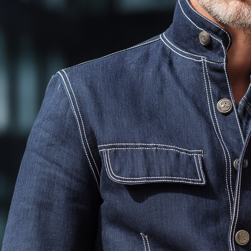Men's Vintage Heathered Denim Jacket MTA2692H5P