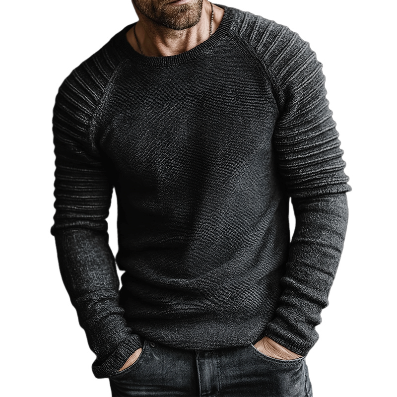 Men's Retro Casual Knitted Crew Neck Pullover Sweater MTA2915J0TO