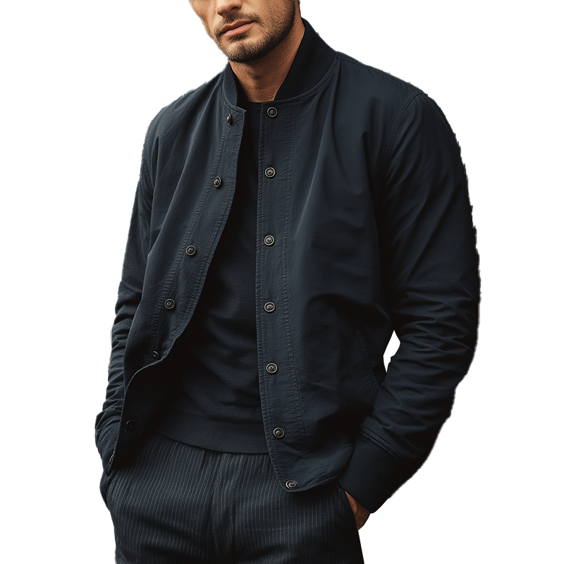 Men's Autumn Washed Cotton Baseball Collar Thin Jacket MTA1525J6P