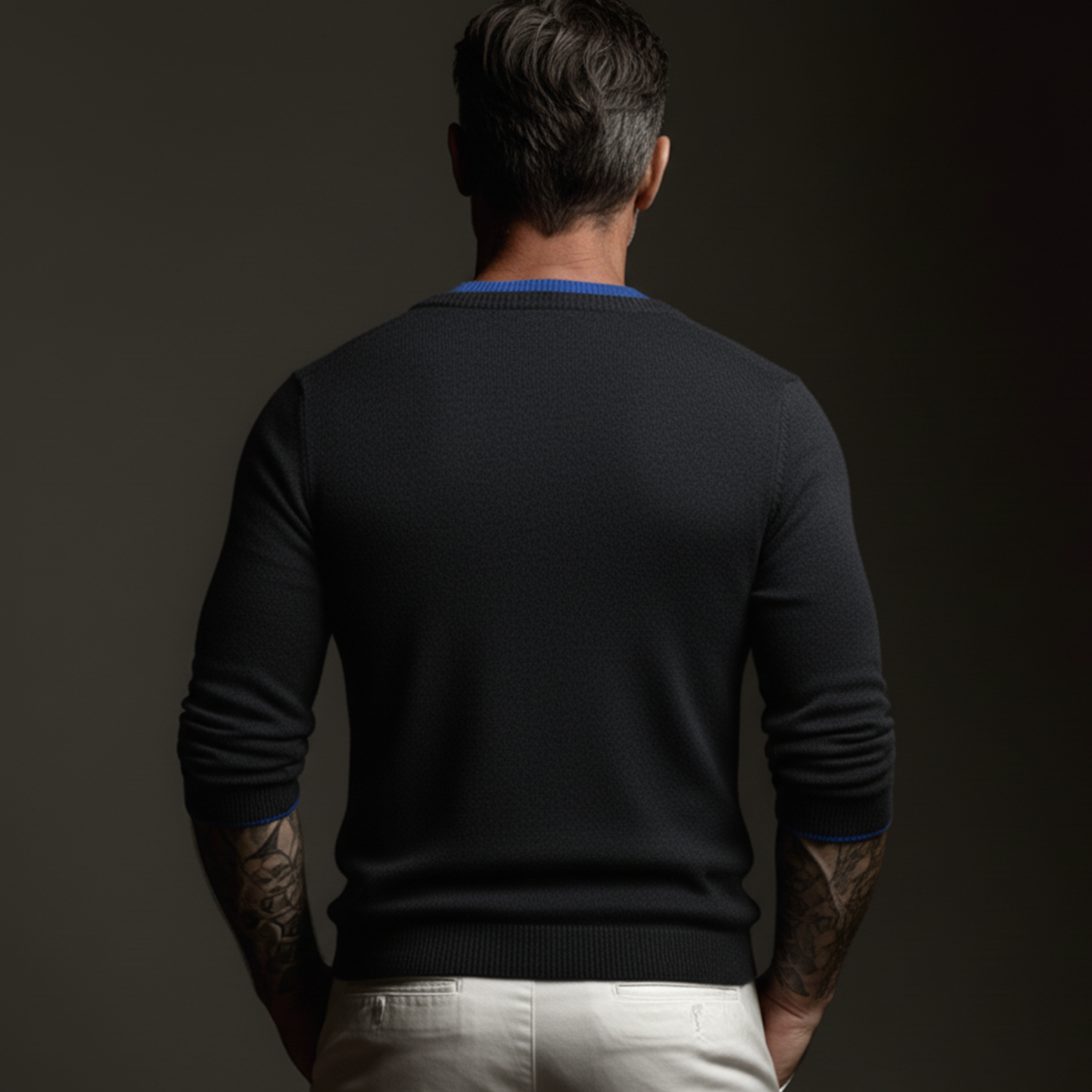 Men's Classic Casual Color-blocked Faux Two-piece Slim Fit Sweater MTA0714K4K