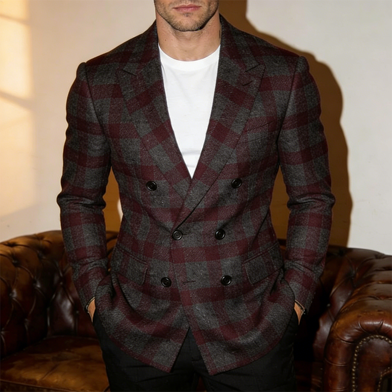 Men's Retro Casual Plaid Print Blazer MTA1677L9TO