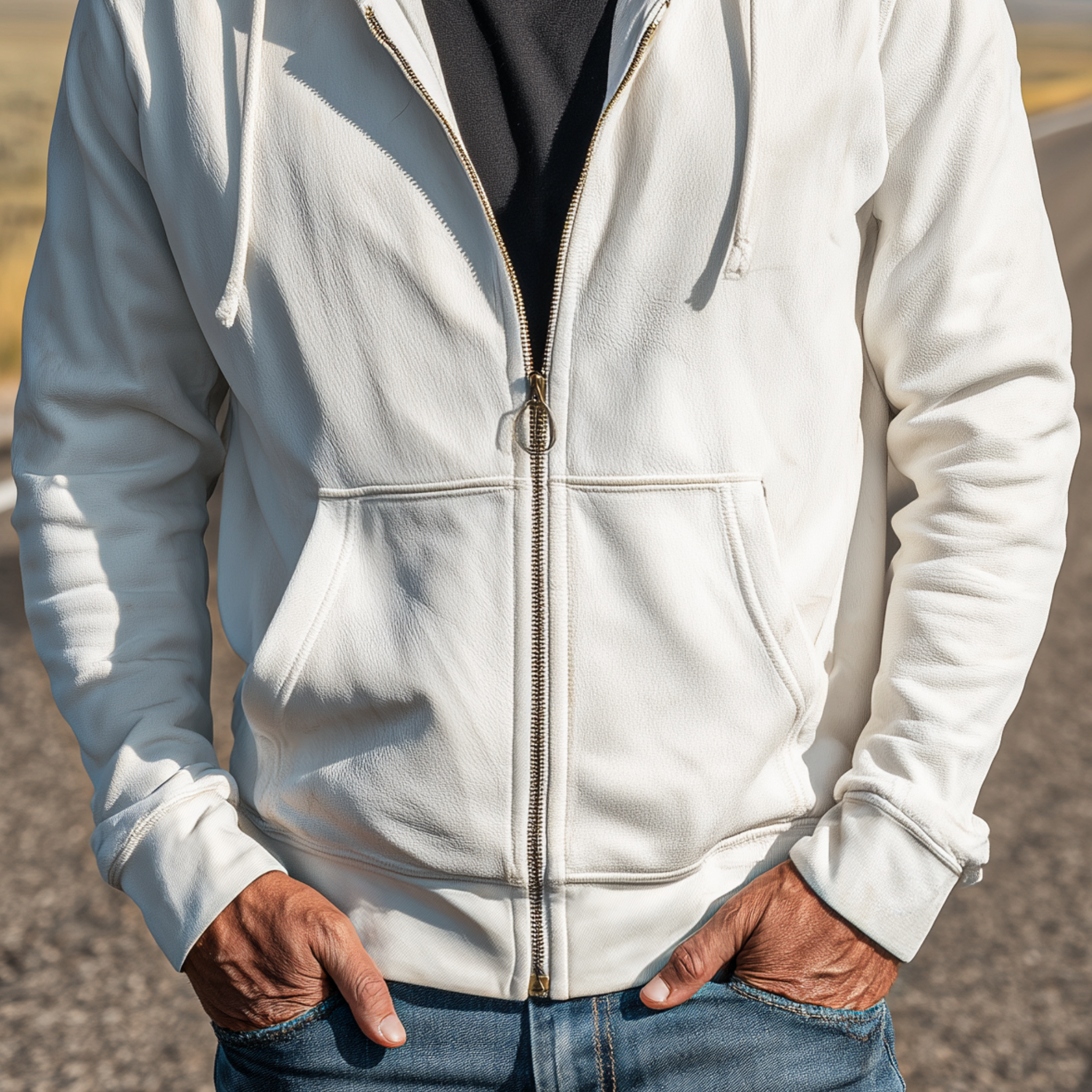 Men's Classic Casual Solid Color Suede Hooded Zip-Up Sweatshirt MTA0614H3K