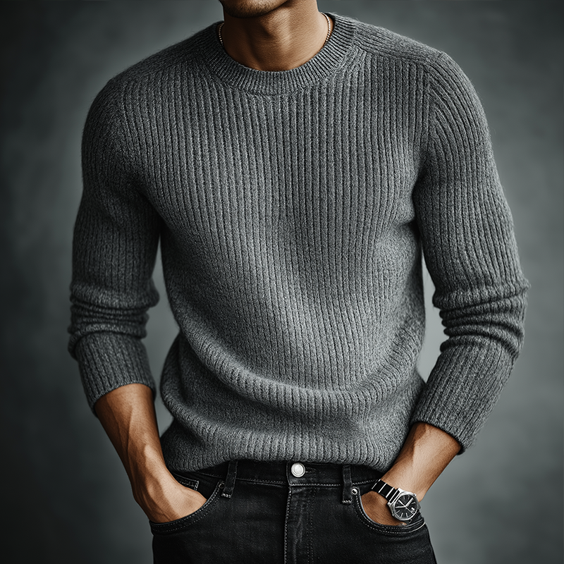 Men's Retro Casual Knitted Crew Neck Pullover Sweater MTA2956J1TO