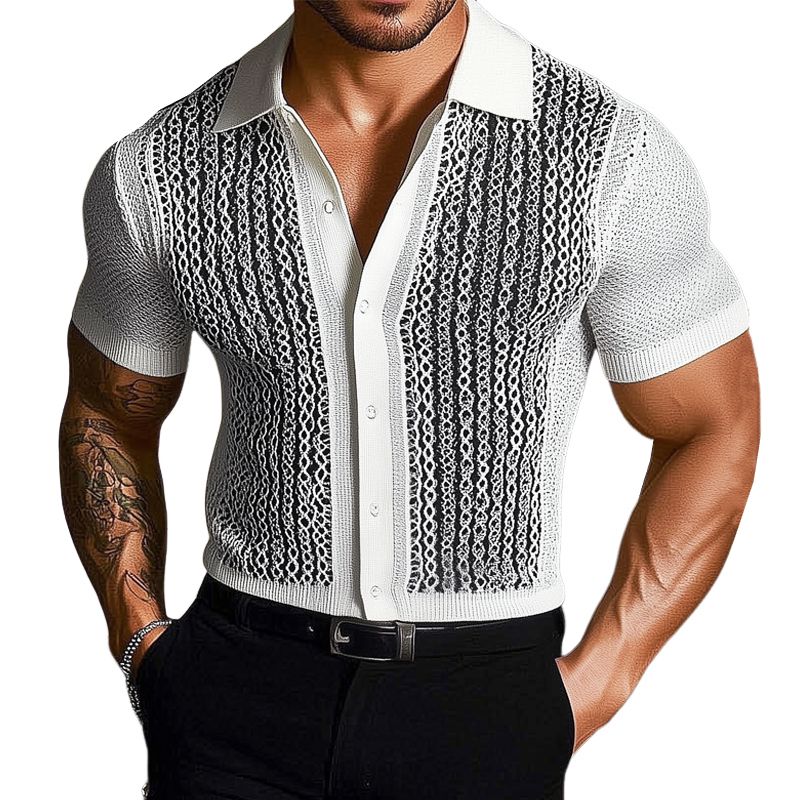 Men's Summer Business Knitted Short-sleeved Shirt MTA2525F4U