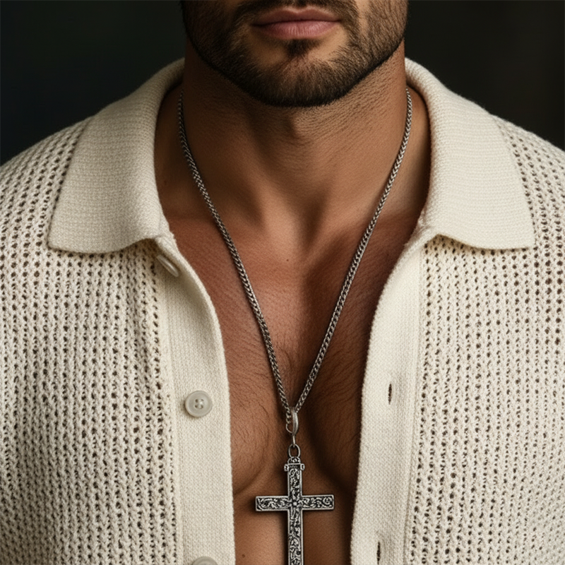 Men's Spring Fashion Cotton Yarn Knitted Openwork Button-up Cardigan MTZ0942A8P