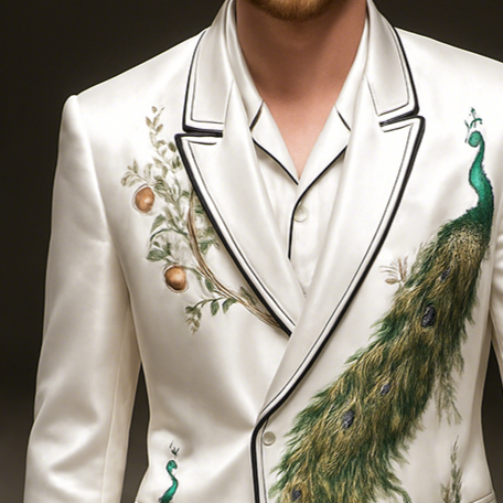 Men's Retro Casual Peacock Print Luxury Blazer MTA2216G9TO
