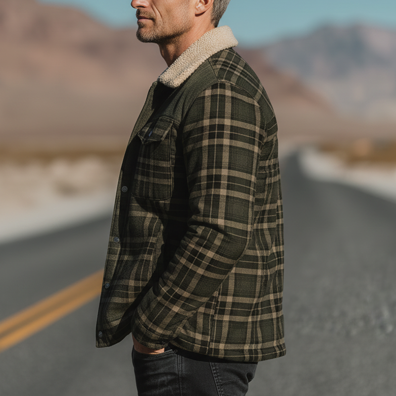 Men's Winter Fashion Plaid Fleece Lined Jacket MTA2495I6P