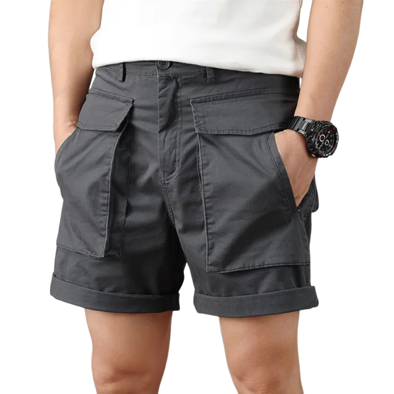 Men's Fashion Cotton Solid Multi-pocket Cargo Shorts MTA1368E4Z
