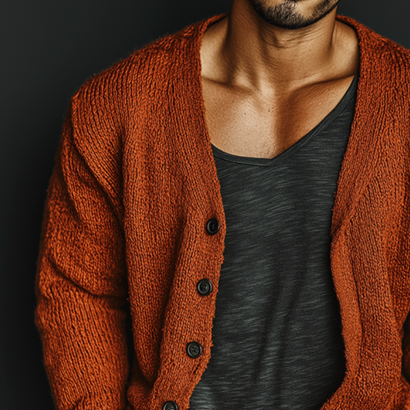 Men's Retro Casual Knitted Button-Up Cardigan MTA1442K4TO