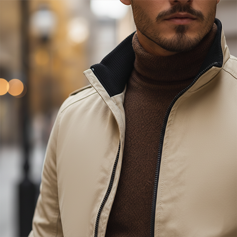 Men's Retro Cotton Blend Multi-Pocket Zipper Jacket MTA1971K5P