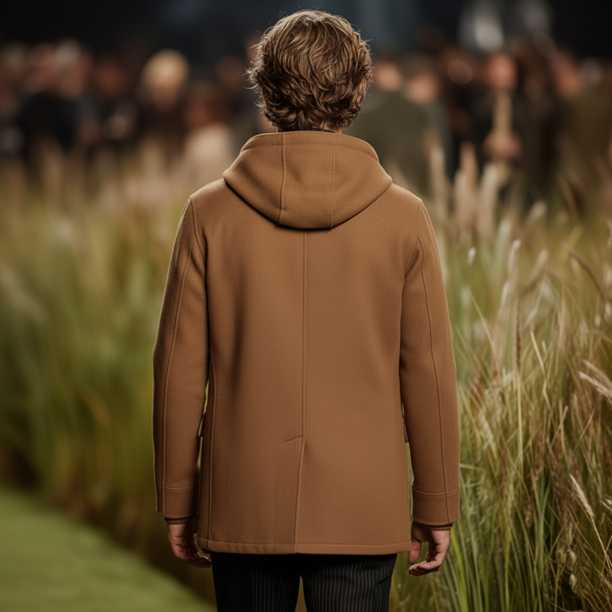 Men's Classic Retro Hooded Multi-pocket Faux Wool Jacket MTA3181J1K