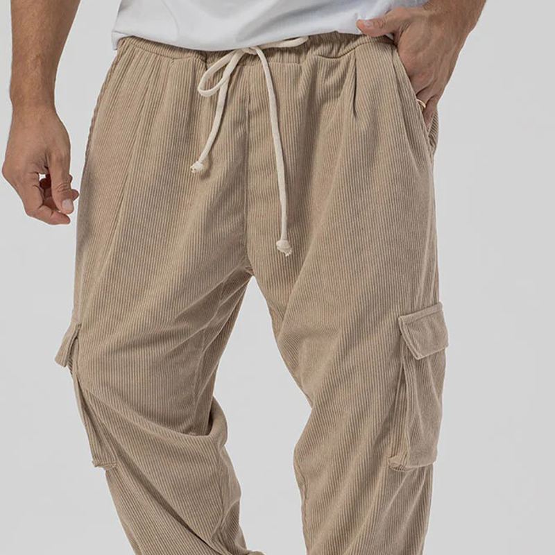 Men's Corduroy Solid Color Elastic Waist Jogger Pants MTA2656K9X