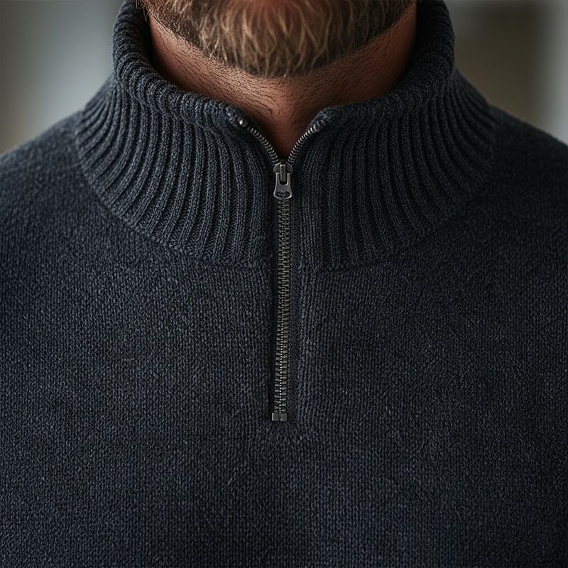 Men's Simple Cotton Yarn Knit Half-Zip Slim Fit Sweater MTA2648K5P