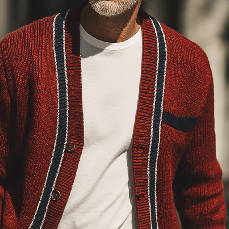 Men's Retro Casual Striped Knit Button Cardigan MTA0526I3TO