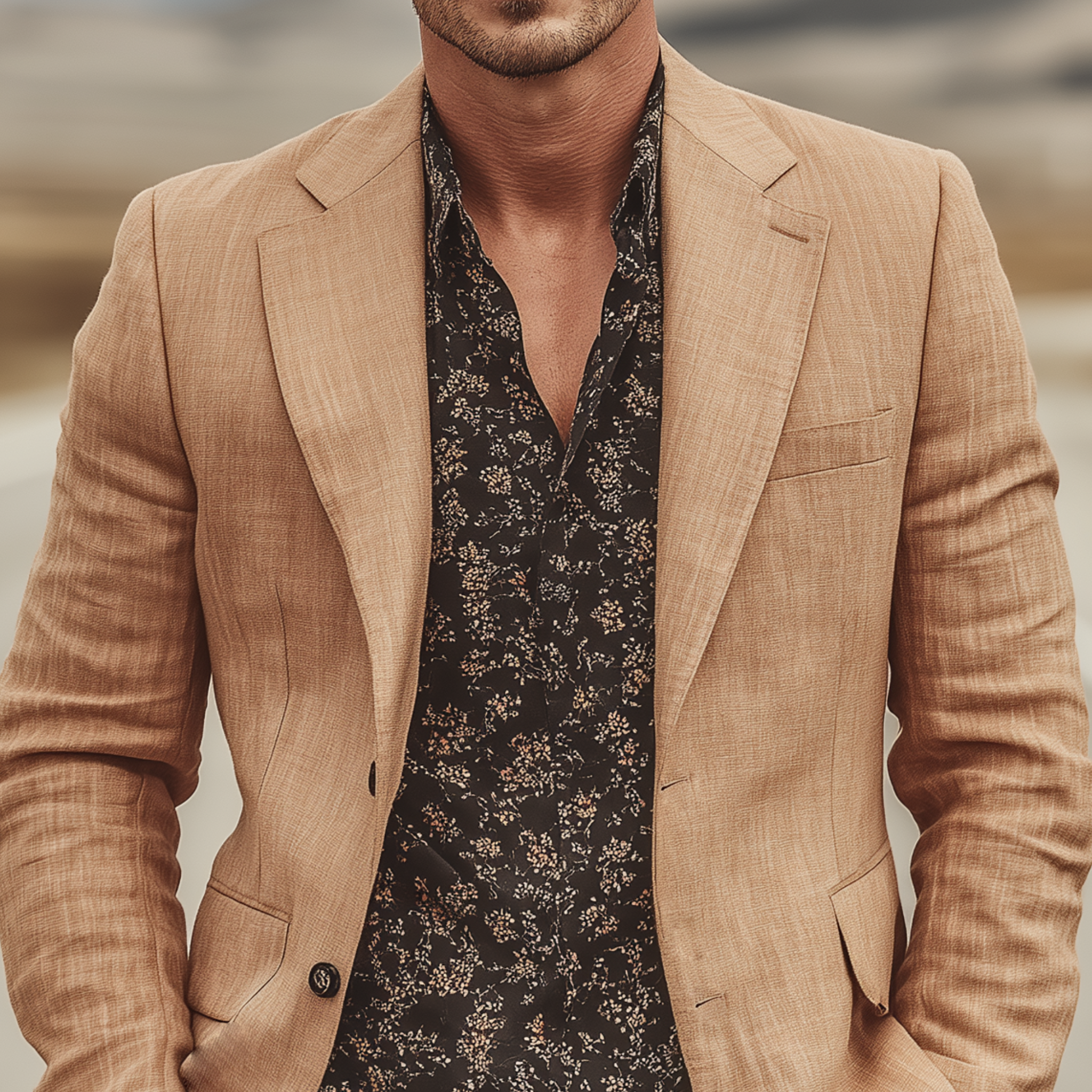 Men's Classic Vintage Cotton Blend Single-breasted Blazer MTA2367L7K