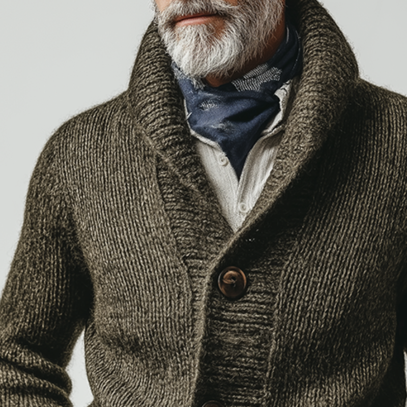 Men's Retro Casual Knitted Button-Up Lapel Cardigan MTA2911K1TO