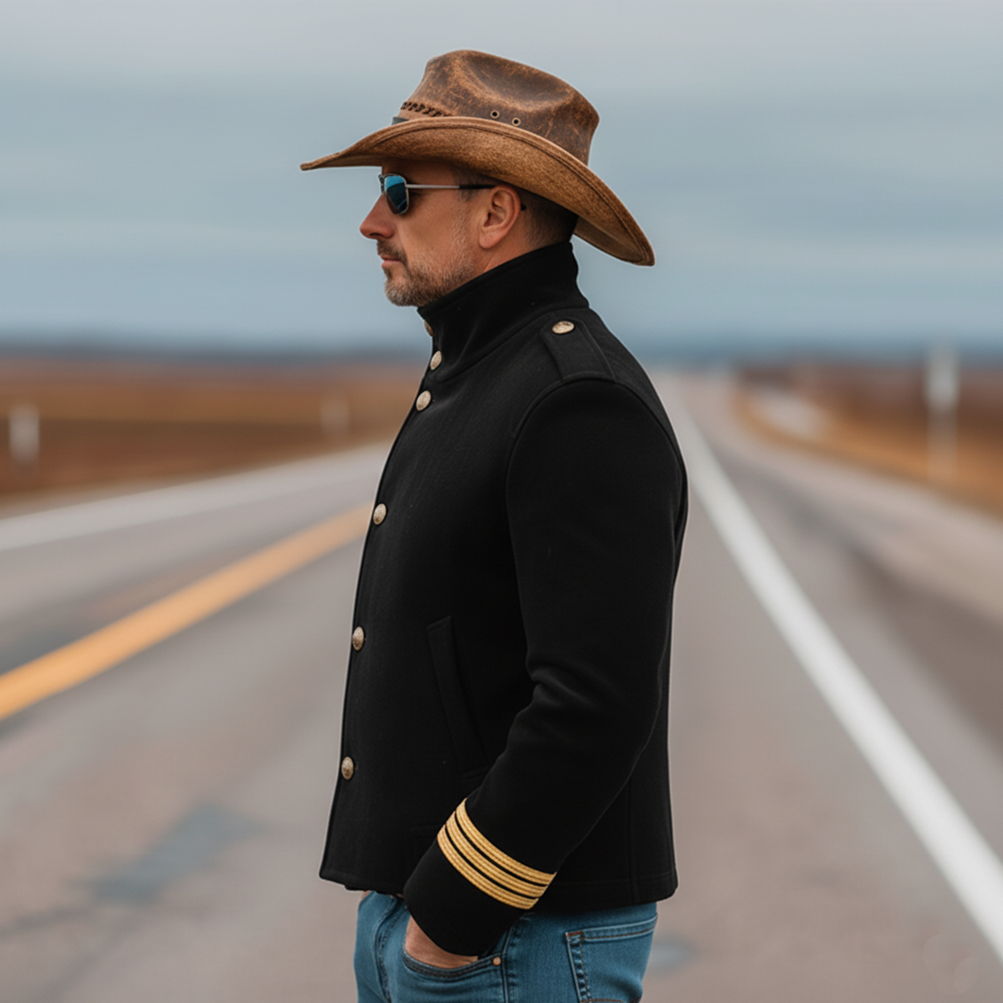 Men's Classic Retro Western Style Stand-up Collar Faux Velvet Jacket MTA0455L7K