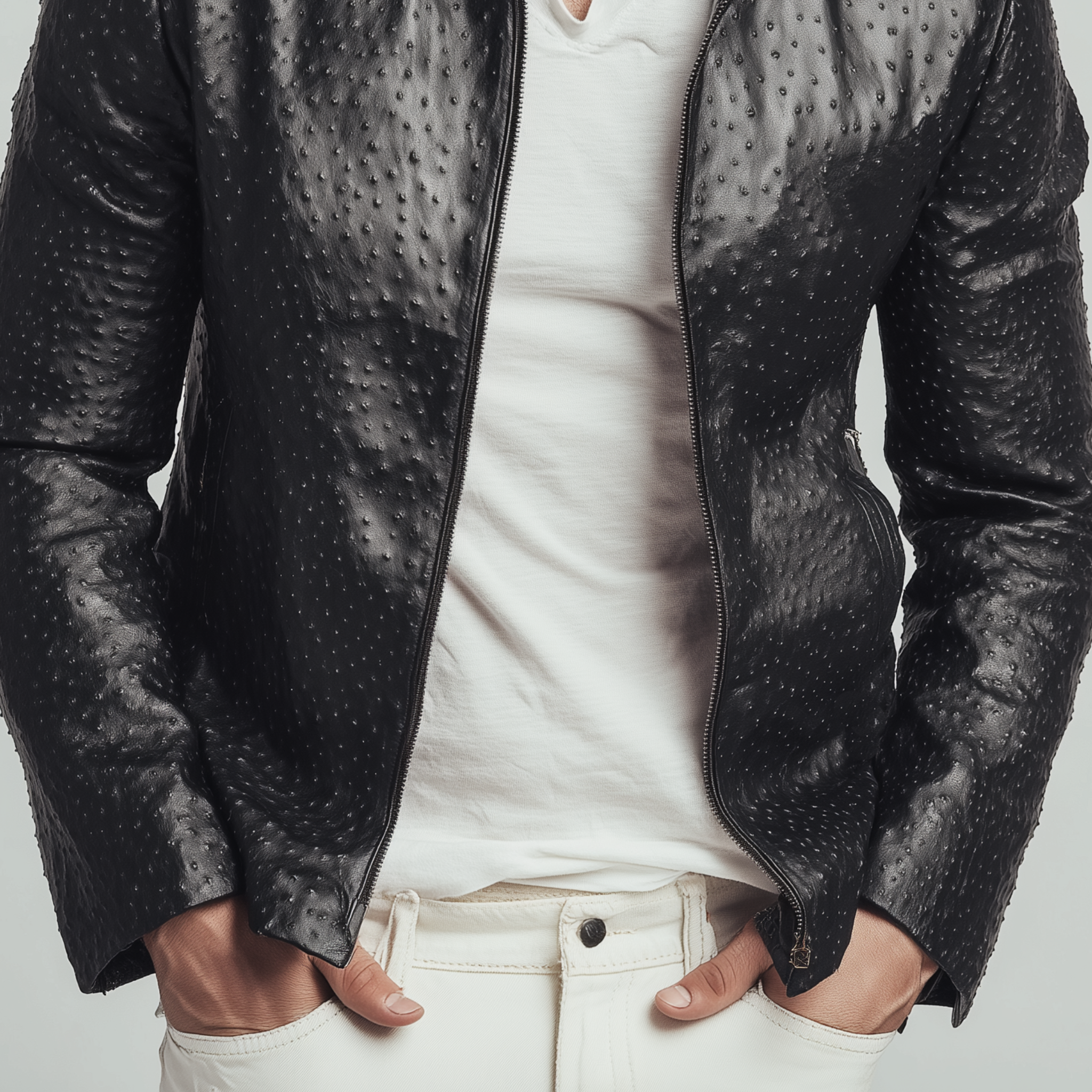 Men's Classic American Retro Lapel Textured PU Leather Slim Zipper Jacket MTA1671H5K