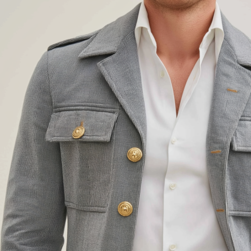 Men's Vintage Casual Striped Single Breasted Lapel Jacket MTA0442I9TO
