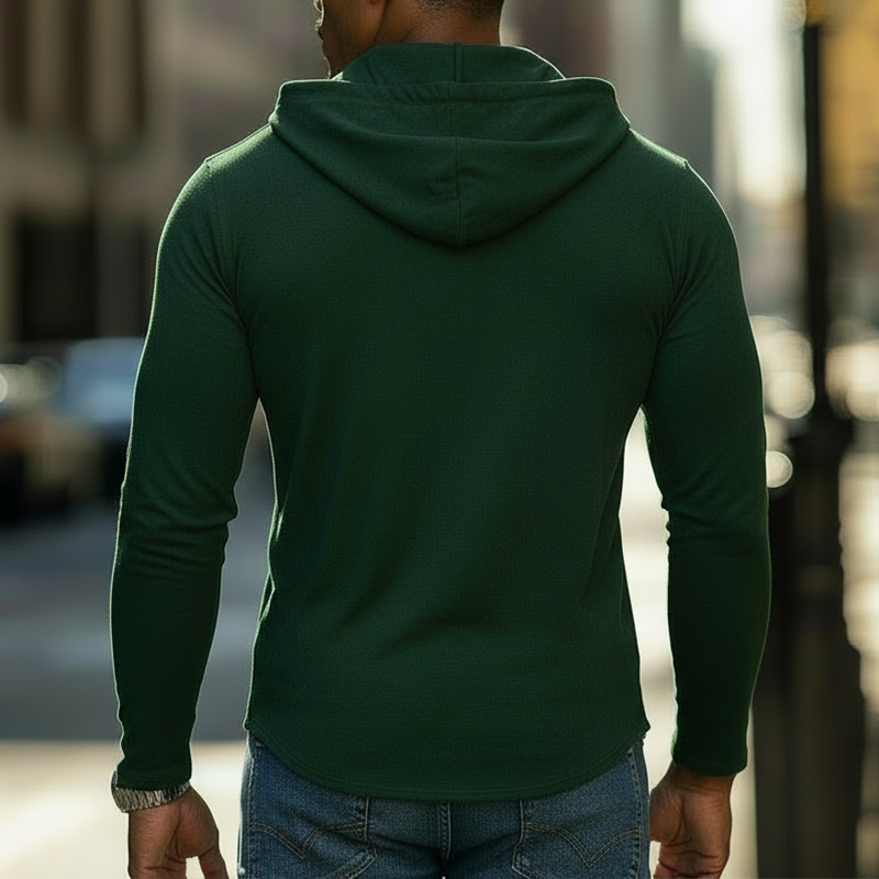 Men's Spring Fashion Faux Suede Hooded Button-down Shirt MTZ0630A2P