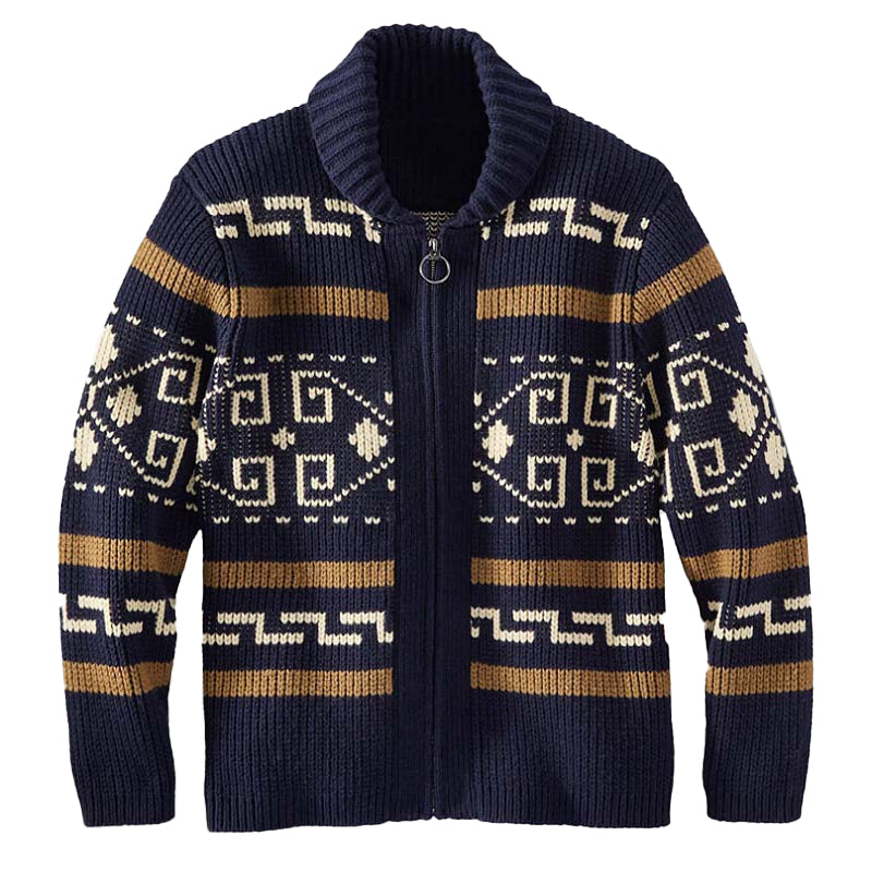 Giacca cardigan con risvolto e stampa geometrica da uomo 30728593X