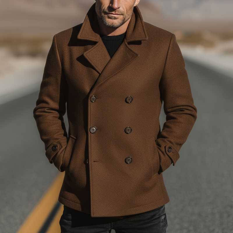 Men's Winter Retro Double-breasted Imitation Wool Casual Short Coat MTA2349I8P