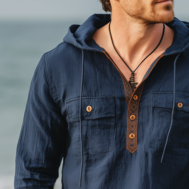 Men's Spring And Autumn Cotton And Linen Hoodie MTA0486H1U