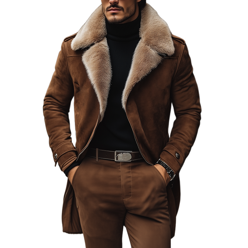 Men's Retro Casual Faux Suede Collar Coat MTA1851K0TO