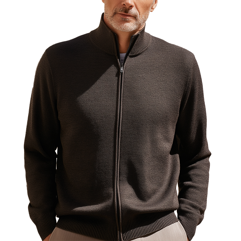 Men's Simple Solid Color Zipper Knit Jacket MTA0512H8P