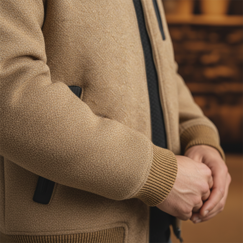 Men's Winter Retro Faux Wool PU Patch Warm Jacket MTA2264J2P