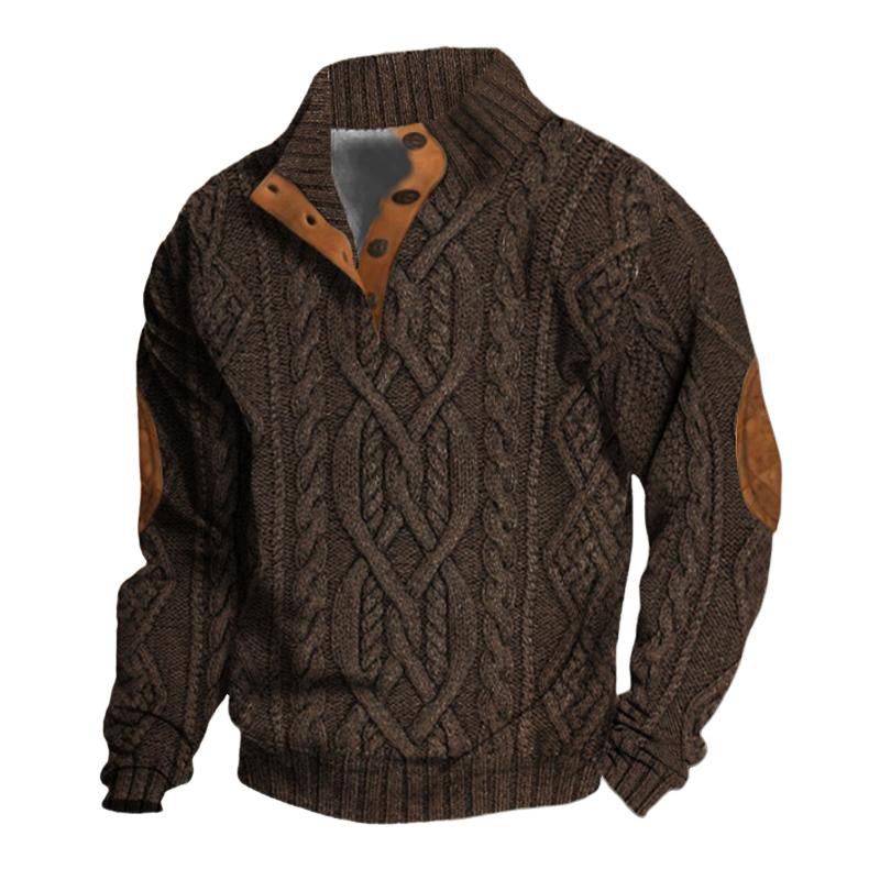 Pull tricoté à col montant vintage pour homme 63163731X