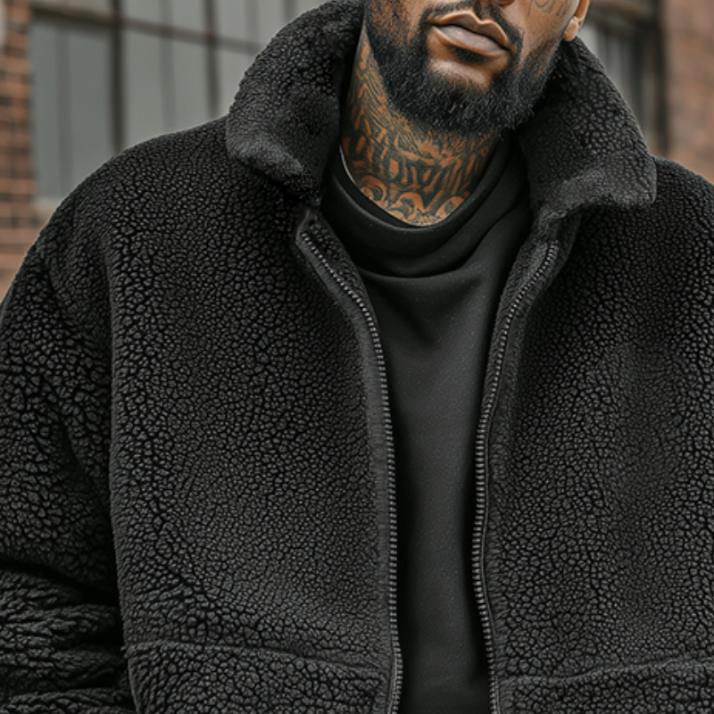 Men's Retro Casual Solid Color Fleece Zip-Up Jacket MTA1854K2TO