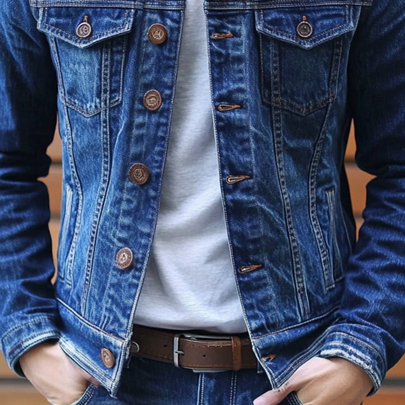 Men's Vintage Washed Single Breasted Lapel Jacket MTA0127I3X