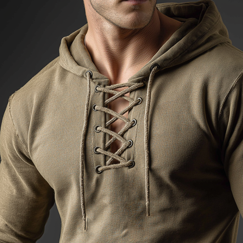 Men's Retro Casual Drawstring Hoodie MTA2450J3TO