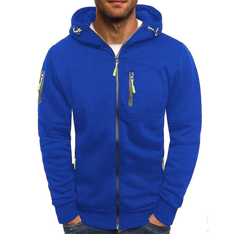 Herre fritidsjakke i bomullsblanding med glidelås, hette Slim Fit sportsjakke 87031331