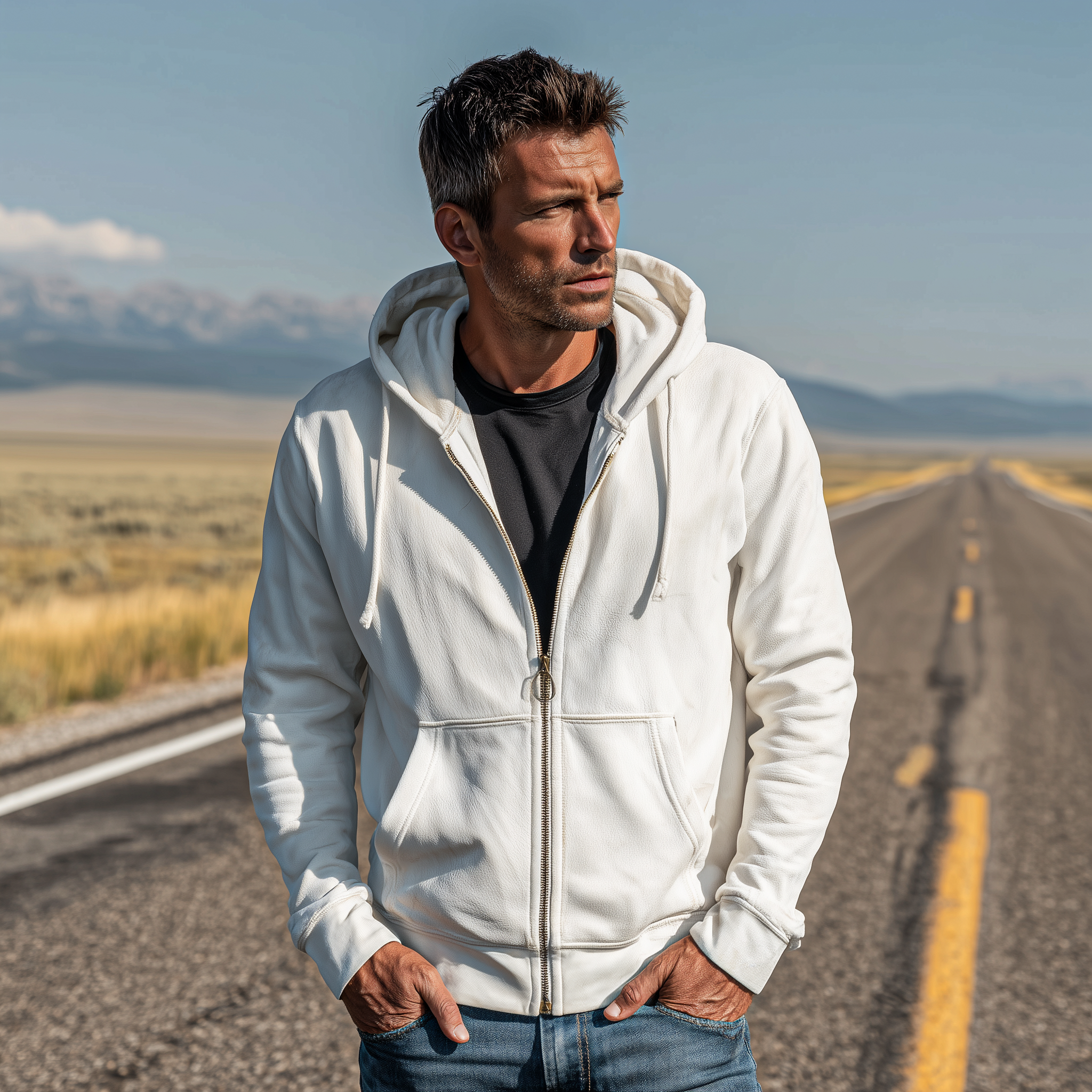 Men's Classic Casual Solid Color Suede Hooded Zip-Up Sweatshirt MTA0614H3K